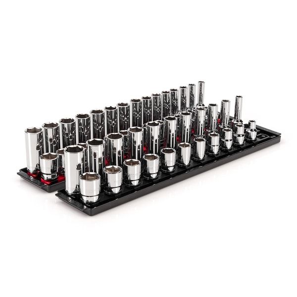 1/2 Inch Drive 6-Point Socket Set with Rails, 52-Piece (3/8-1 in., 10-24 mm)